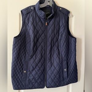 Talbots Navy Quilted Zip-Front Vest
